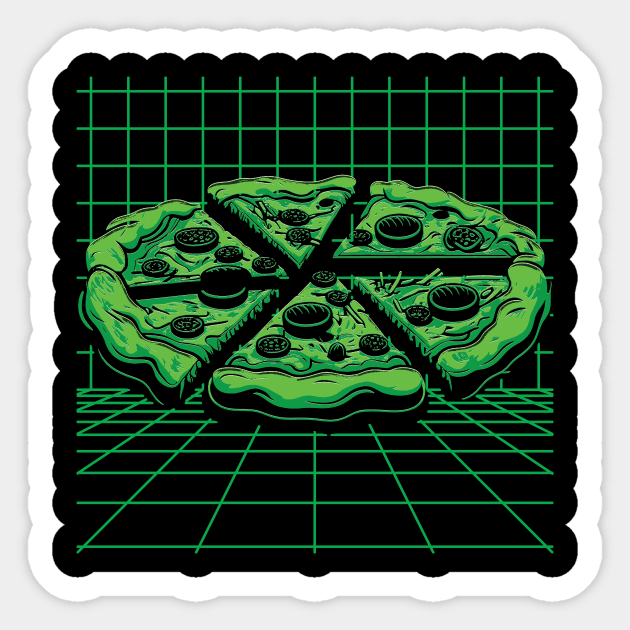 Retro Pizza. Matrix Style Sticker by DragonDream